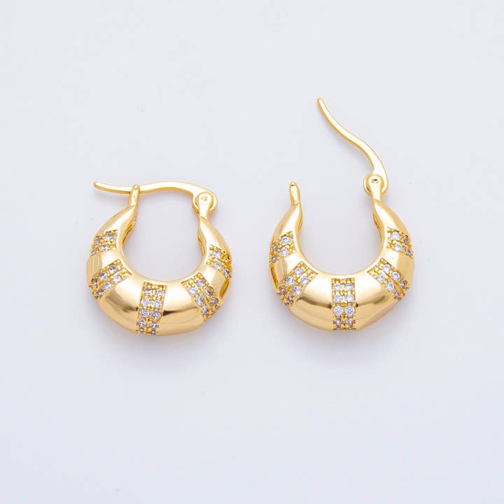 Aros de aro con cierre francés de 20 mm, rellenos de oro de 18 quilates y pavé de micro CZ | AJ-269 para venta al por mayor de Aim Eternal