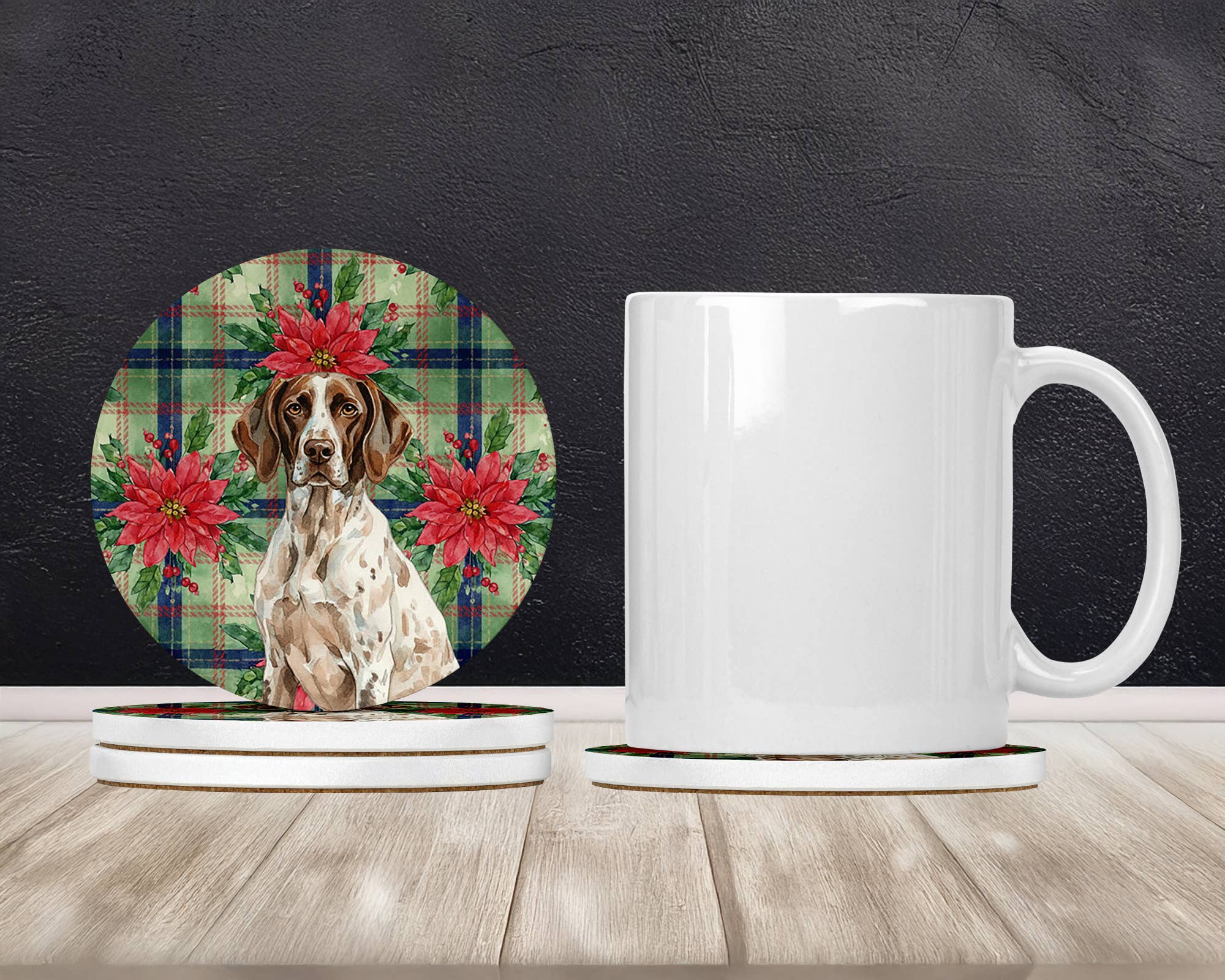 Caroline's Treasures – wholesale Coasters – German Shorthaired Pointer Christmas PoinsettIas Coasters W0