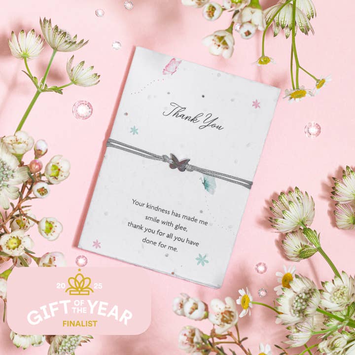 Thank you - Seeded Card & Wish Bracelet  for wholesale by Letterbox Love Bracelets