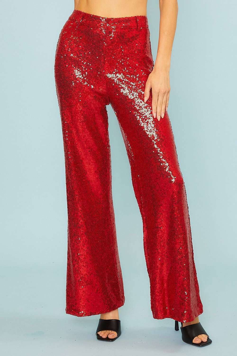 Main Strip - Wholesale Pants - Women's - Sequin Flare Pants – Sparkle Outfit Ready to Ship Party Look0
