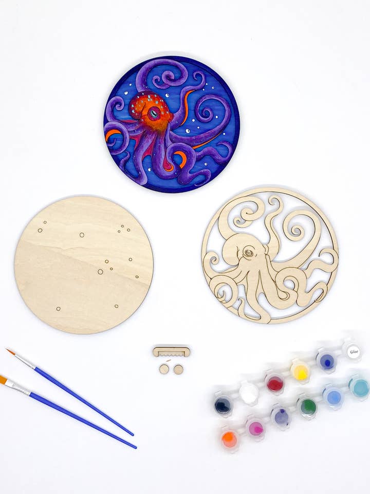 Tangled Treasures Octopus 3D Art | DIY Wood Craft Kit for Adults | Unique Ocean Lover Gift for wholesale by The Beaming Toolbox