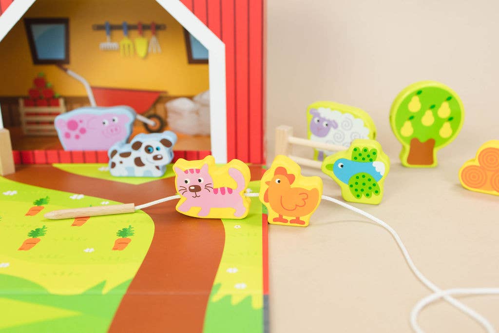 Spirit 'N Sprout - Wholesale Toy Set - Kids - CASE Farm Play Set Lacing Toy - Open-ended Scene2