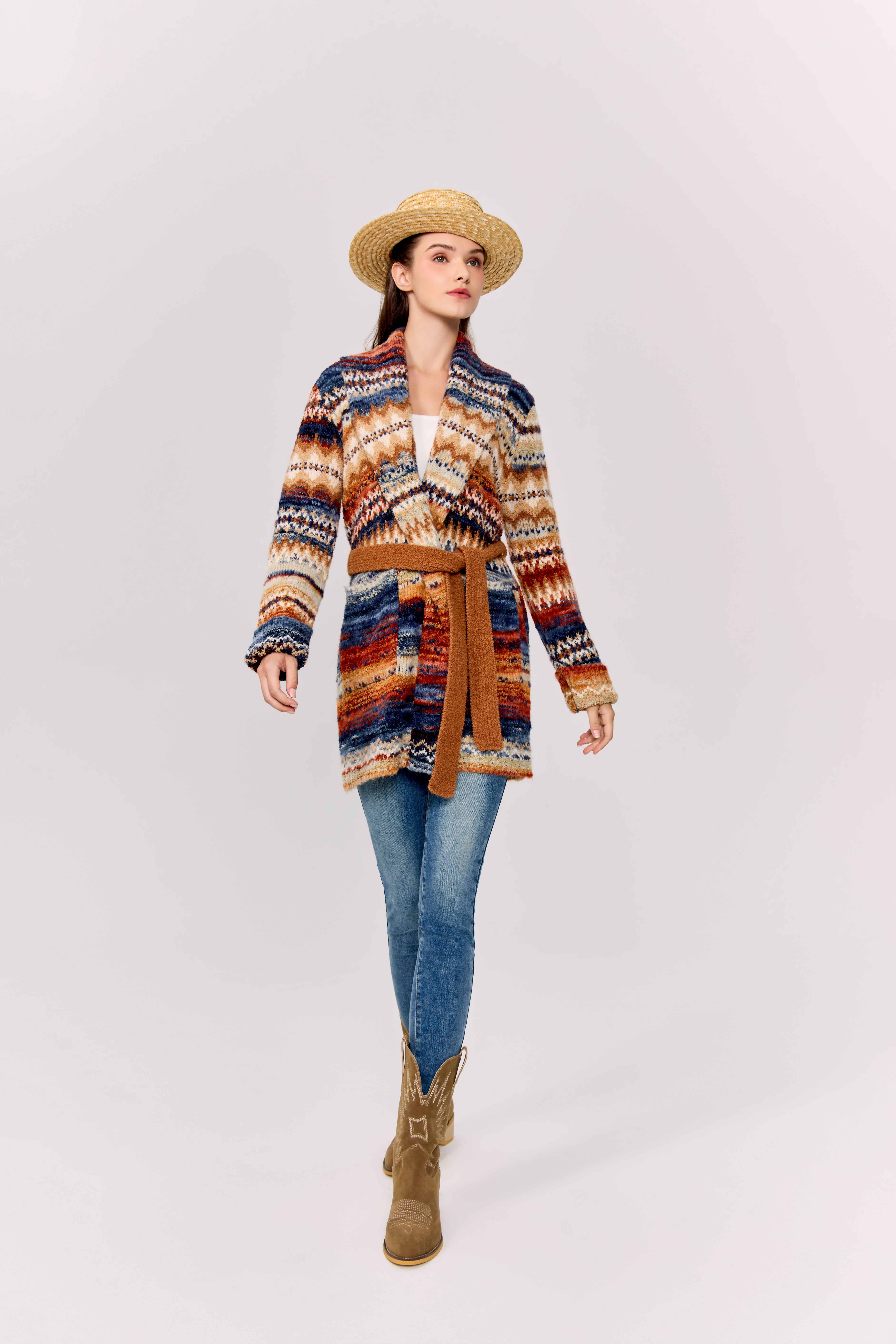 Kamana - Vente Cardigan – femme - Cardigan ouvert en maille multicolore Ruby Cali pour femmes