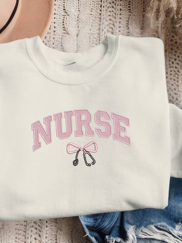 Nurse Embroidered Crewneck Sweatshirt, Gift Shop Items for wholesale by That's Sew Me