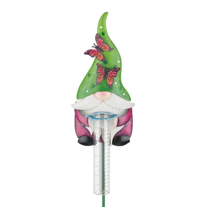 Regal Art & Gift - Wholesale Outdoor Ornament/Decor - Gnome Rain Gauge - Butterfly