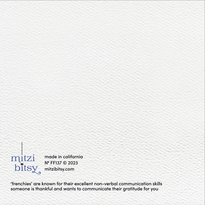 Mitzi Bitsy Spider - Wholesale Thank You Card - Merci, Frenchie — French Bull Dog Thank You Greeting Card1