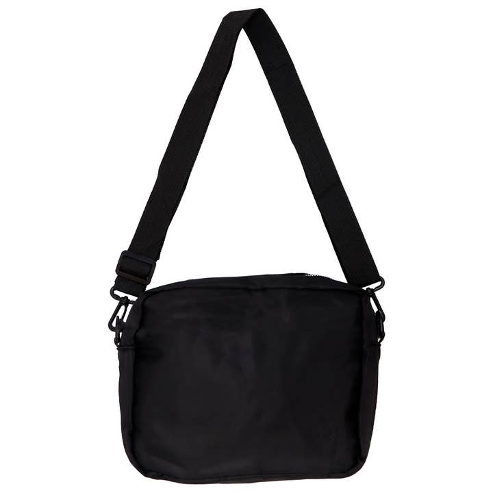 Minimal Matte Black Poly Shoulder Messenger Bag for wholesale on Faire2