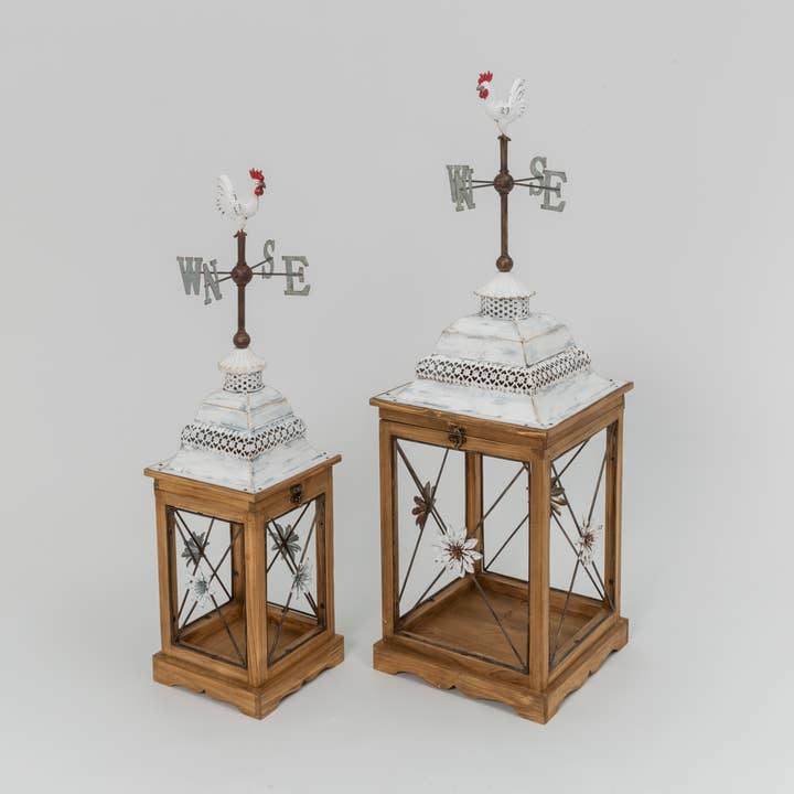 Promo Gerson Company S/2 Wood & Metal Lanterns w/ R for wholesale by The Gerson Companies