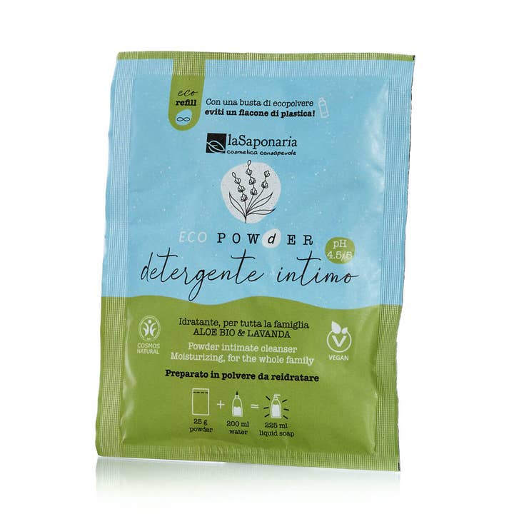 Intimate Powder Cleanser - Organic Aloe & Lavender (25 g) for wholesale by La Saponaria