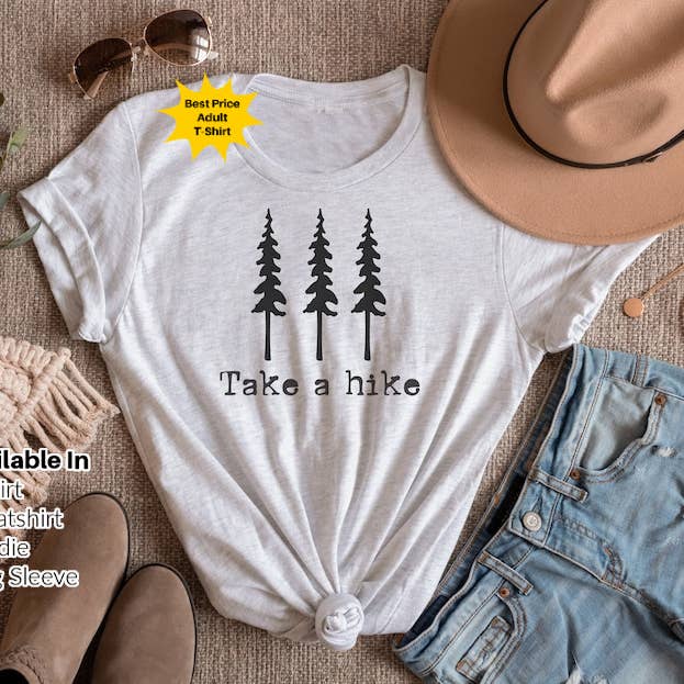STRONG N FREE CDN - Wholesale Screen Printed T-Shirt - Women's - Take a Hike T-Shirt, Nature shirt, Hiking shirt, Forest