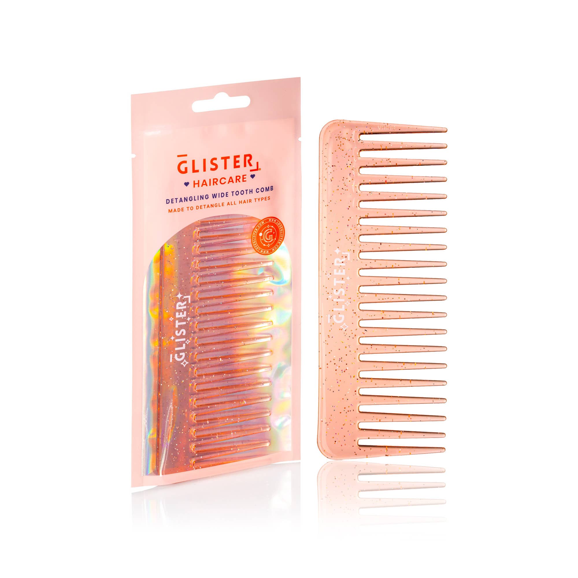 Glister - Wholesale Hair Brush/Comb - "Sparkle" Wide Tooth Detangling Comb | Glitter Finish13