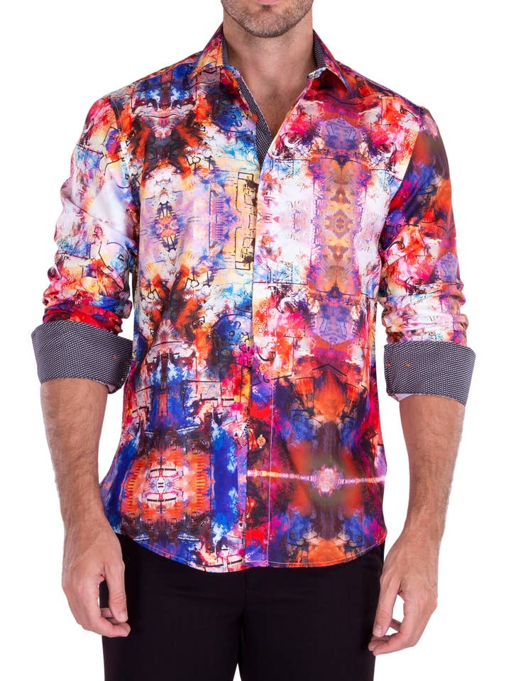 222251 - Red Button Up Long Sleeve Dress Shirt for wholesale by Bespoke Moda