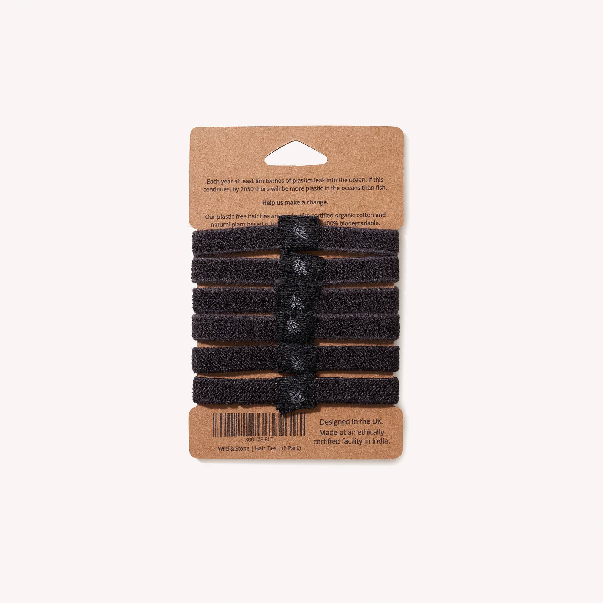 Wild and Stone - Wholesale Hair Tie - Hair Ties - Plastic Free - 6 Pack (Black)4