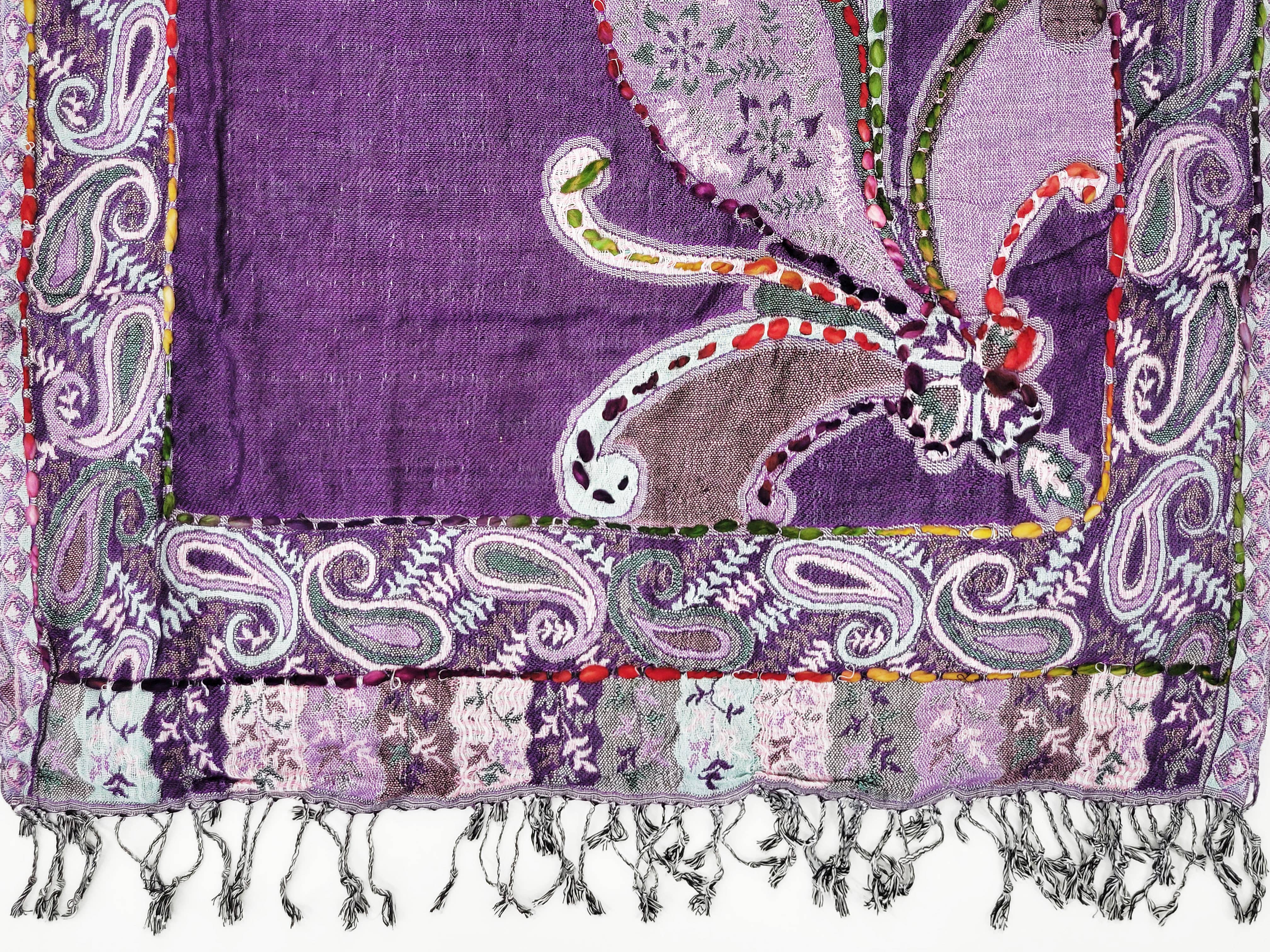 Raj Trading & Imports (USA) Inc. - Wholesale Scarf - Women's - Amanda Thick Stitch Embroidered Scarf Shawl11