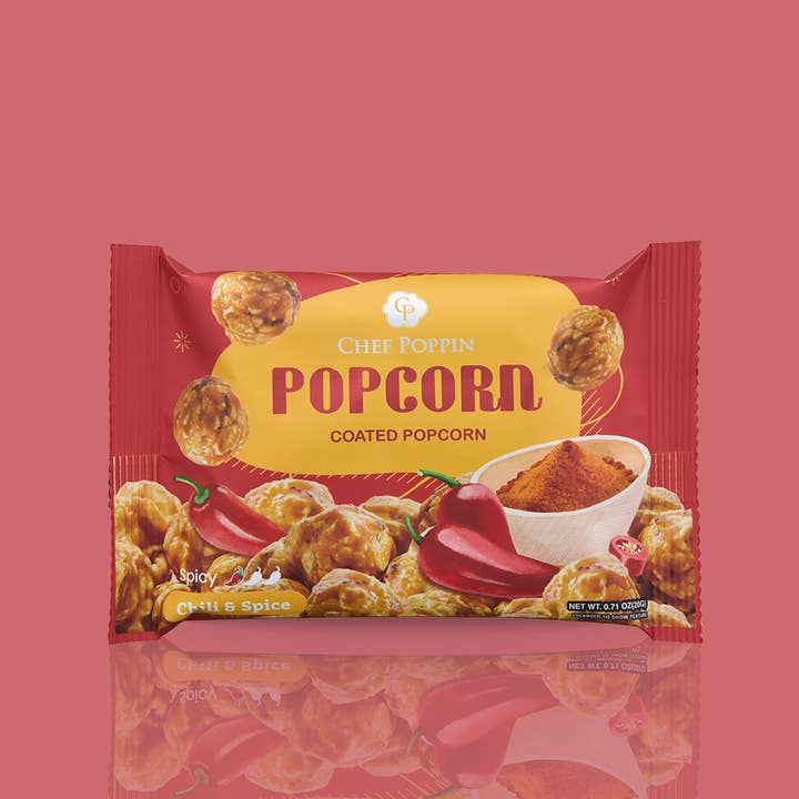 Chili & Spice Popcorn 20g / 0.71oz for wholesale by Chef Poppin