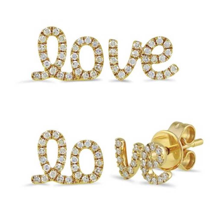 Orecchini Love Studs con diamante, sì perfetti per voi ragazze per la vendita all'ingrosso da parte di Jewels of Mewar