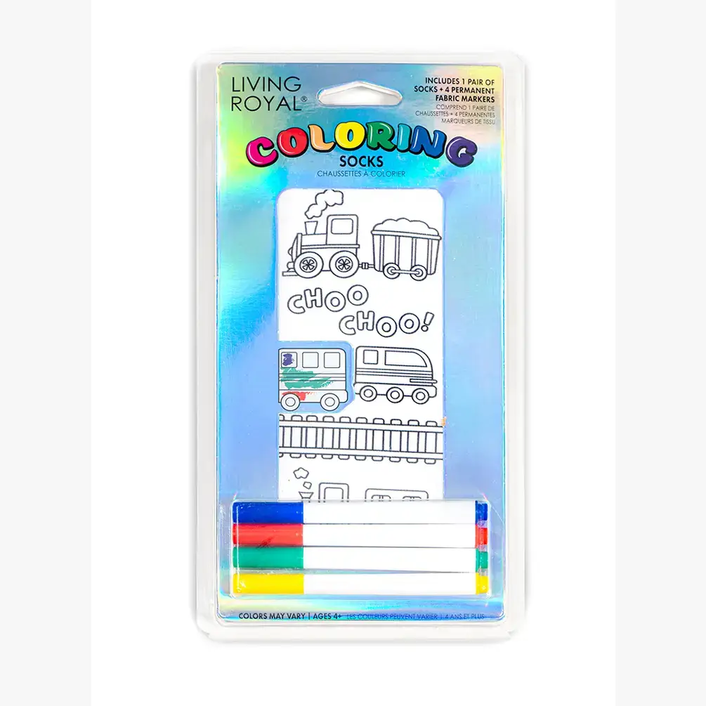 Living Royal - Wholesale Markers - Kids & Baby - Ankle Socks - DIY Coloring Kit - Trains on the Tracks0