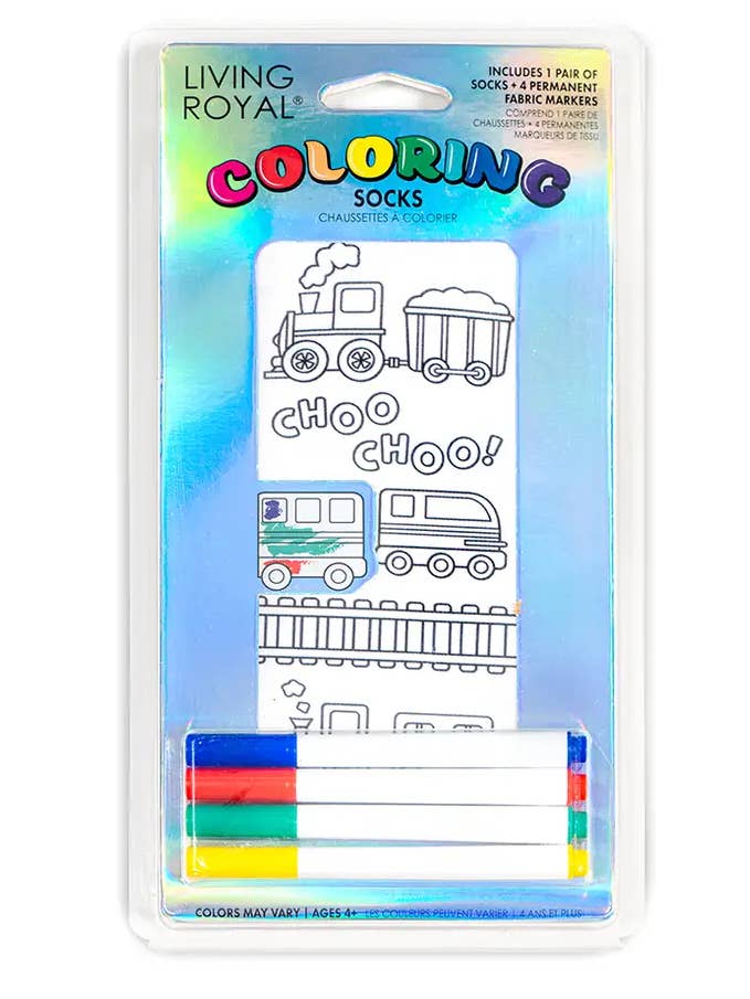 Chaussettes pour chevilles - Kit de coloriage à faire soi-même - Trains on the Tracks pour la vente par Living Royal
