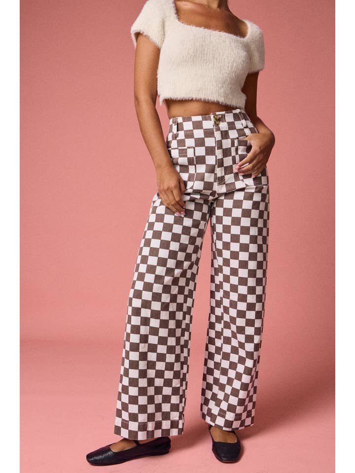 Papermoon - Wholesale Pants - Women's - PP16140-4 - Demi Checkered Bottoms w Elastic Band30