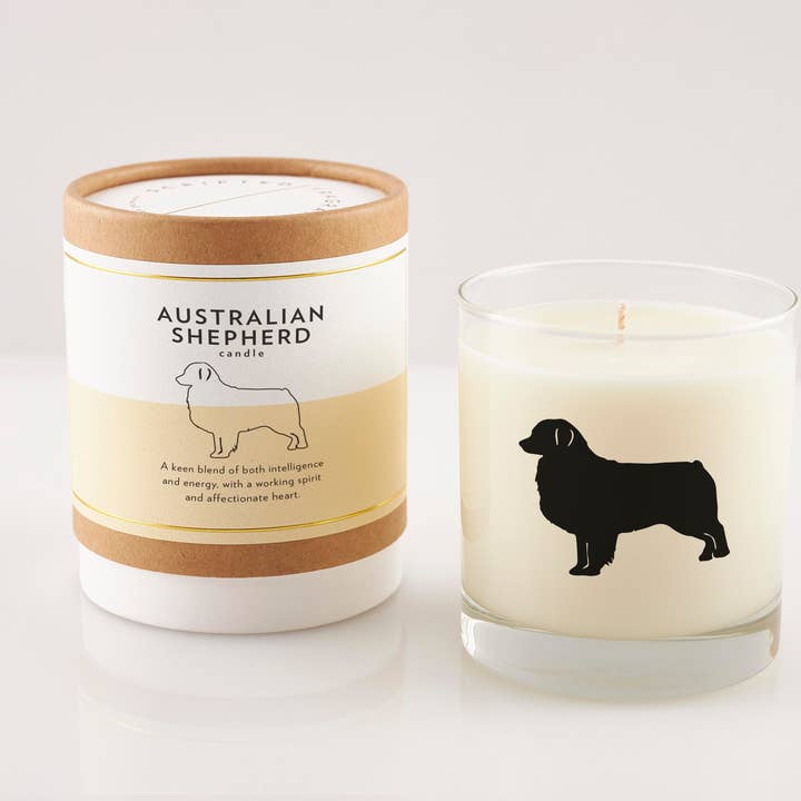 Australischer Schäferhund Sojakerze im Trinkglas für den Großhandel von Scripted Fragrance