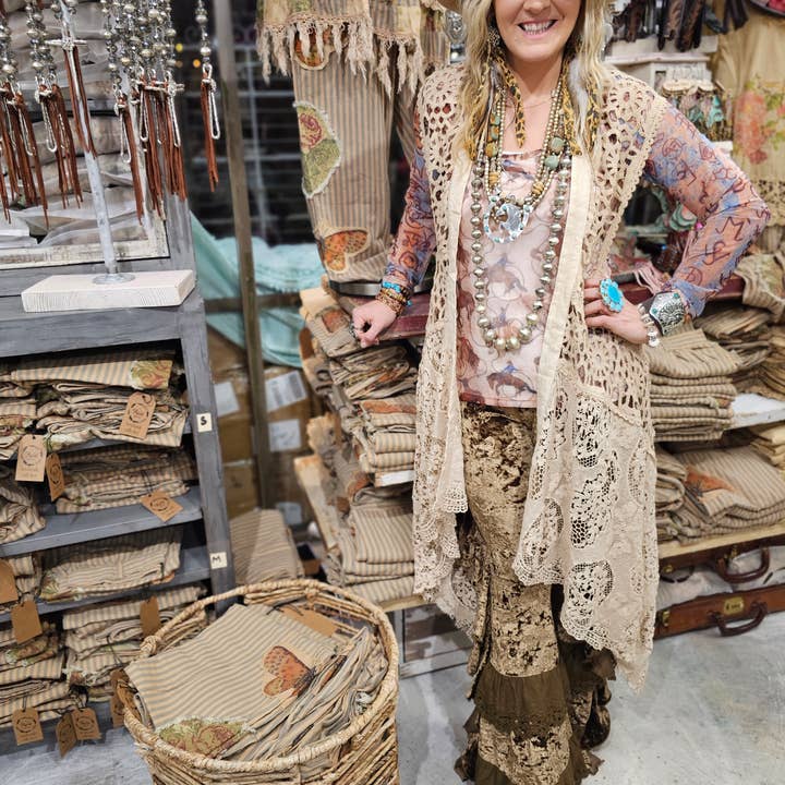 Magdalena Crocheted Duster for wholesale by A Rare Bird Shop