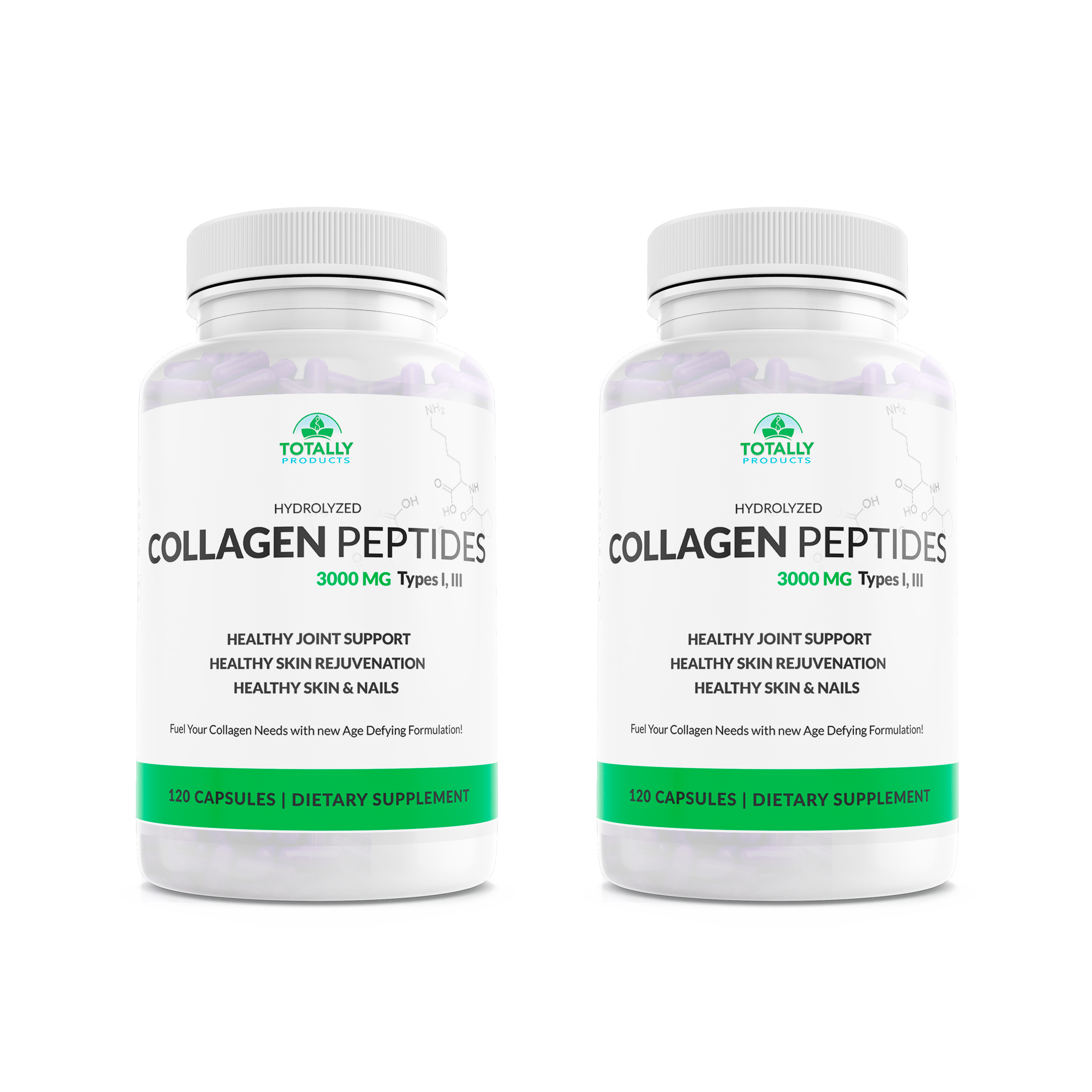 Totally Products - Wholesale Oral Supplement/Vitamin - Hydrolyzed Collagen Peptides 750mg - Protein Powder  (120 Capsules)1