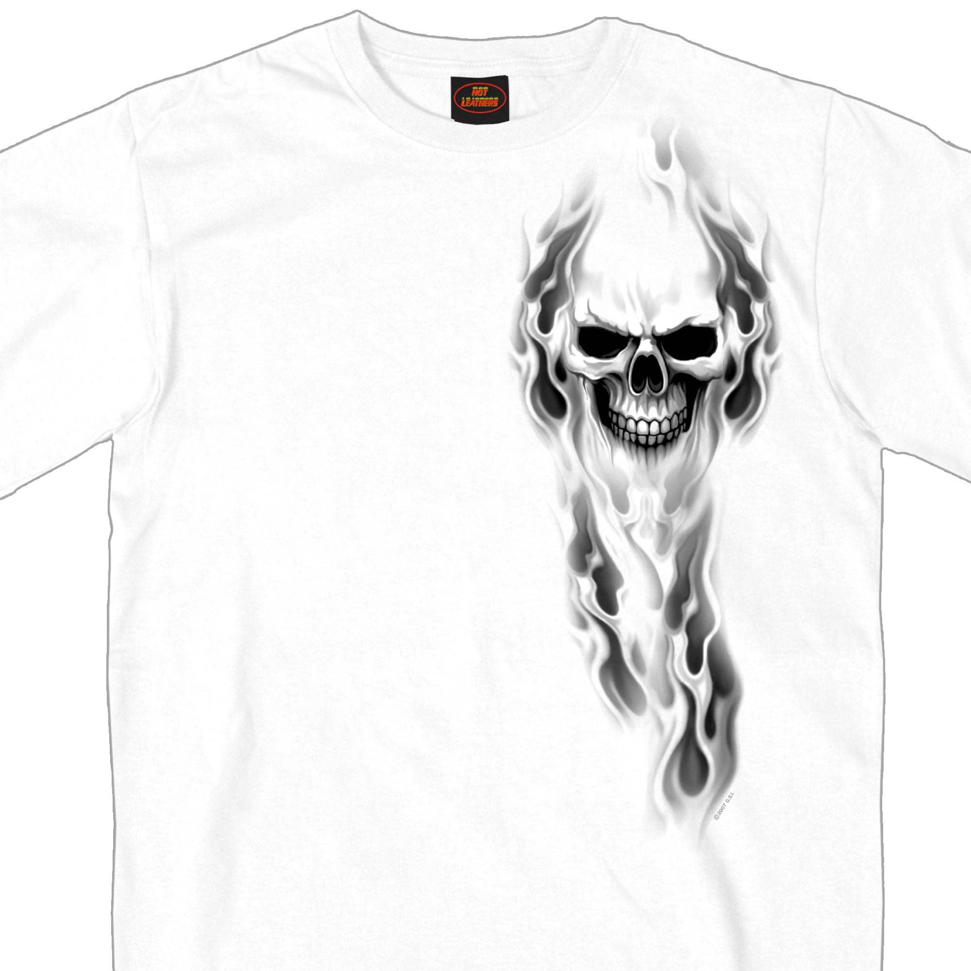 Hot Leathers GMD1080 Mens 'Ghost' Skull Double Sided White T-Shirt for wholesale on Faire0