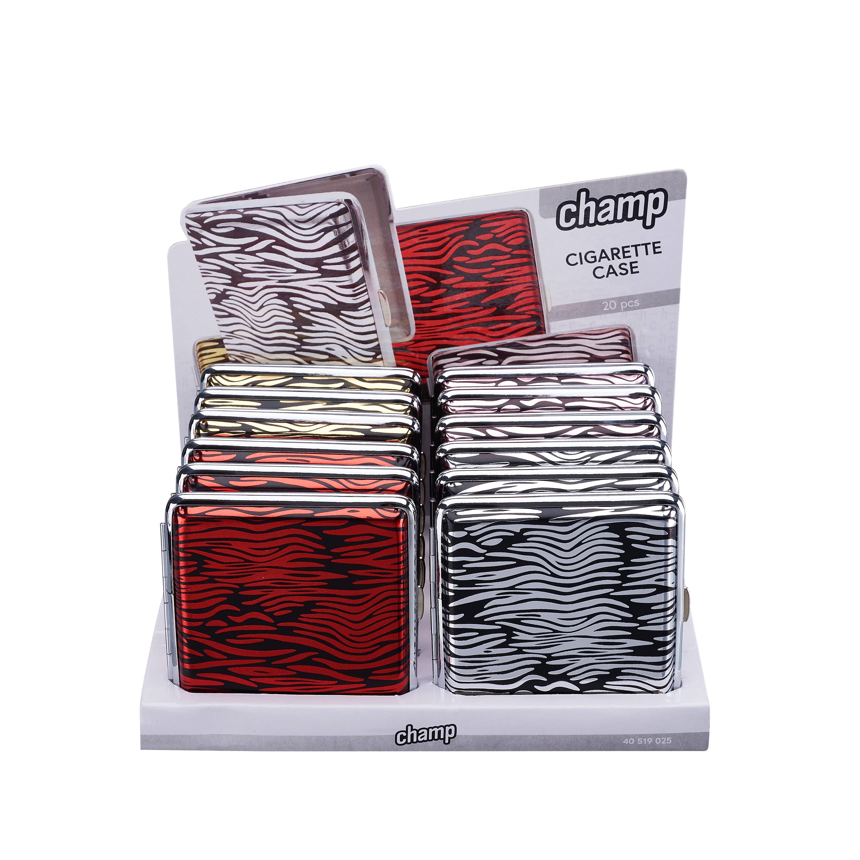 Champ by Polyflame - Wholesale Cigarette Case - CH METAL CIGARETTE CASE ZEBRA 20 PC DL129