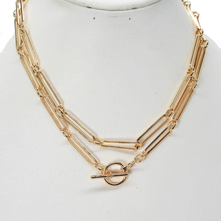 MiMi Wholesale - Wholesale Link & Chain Necklace - Long Oval Chain Toggle Link & Chain Necklace