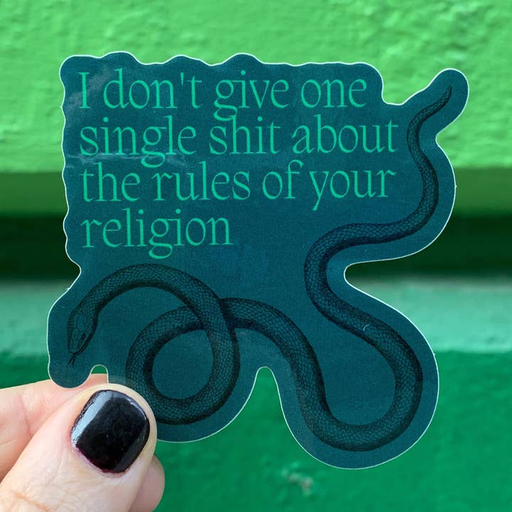 Autocollant serpent « Ne vous souciez pas de votre religion, athéisme » pour la vente par GetBullish