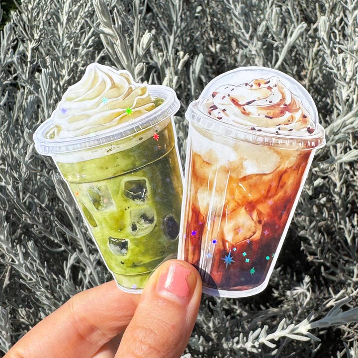 Julia Ockert - Wholesale Sticker - Matcha Latte & Iced Coffee Glitter Stickers6