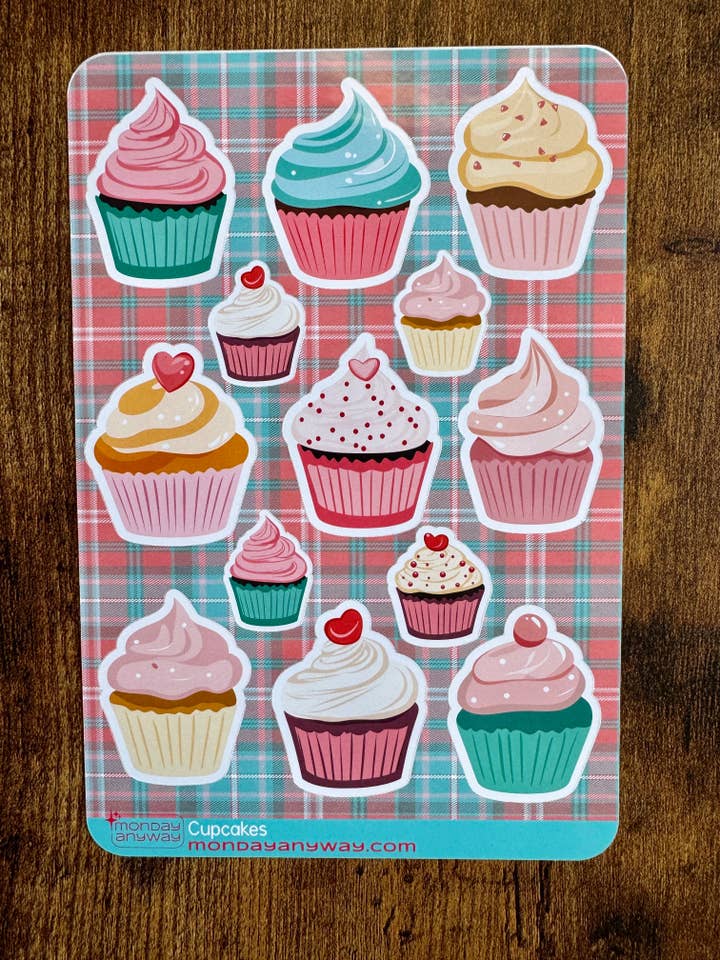 Cupcake Sticker Sheet for wholesale by Monday Anyway