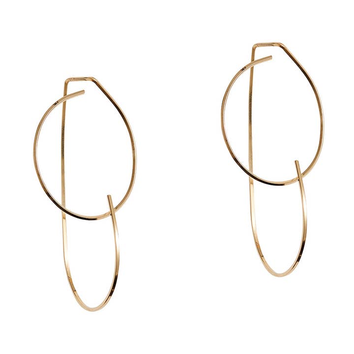 Flora - Boucles d'oreilles en fil Minimaliste 3D pour la vente par Aviv Jewelry
