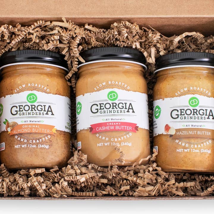 Georgia Grinders - Wholesale Nut Butter - Whole30 Approved: Trio Gift Box 1 (Hazelnut, Cashew, Almond)