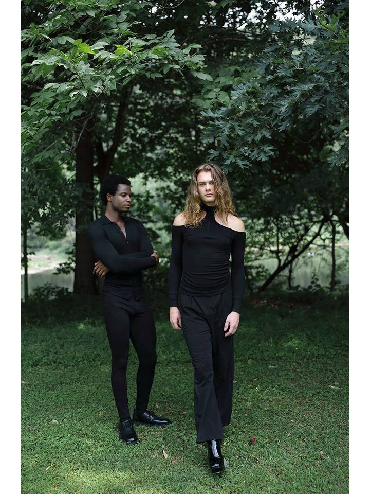 Black Long Sleeve Choker Neck Sweater with Zipper for wholesale on Faire6