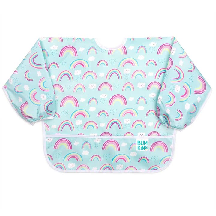 Sleeved Bib: Rainbows for wholesale by Bumkins
