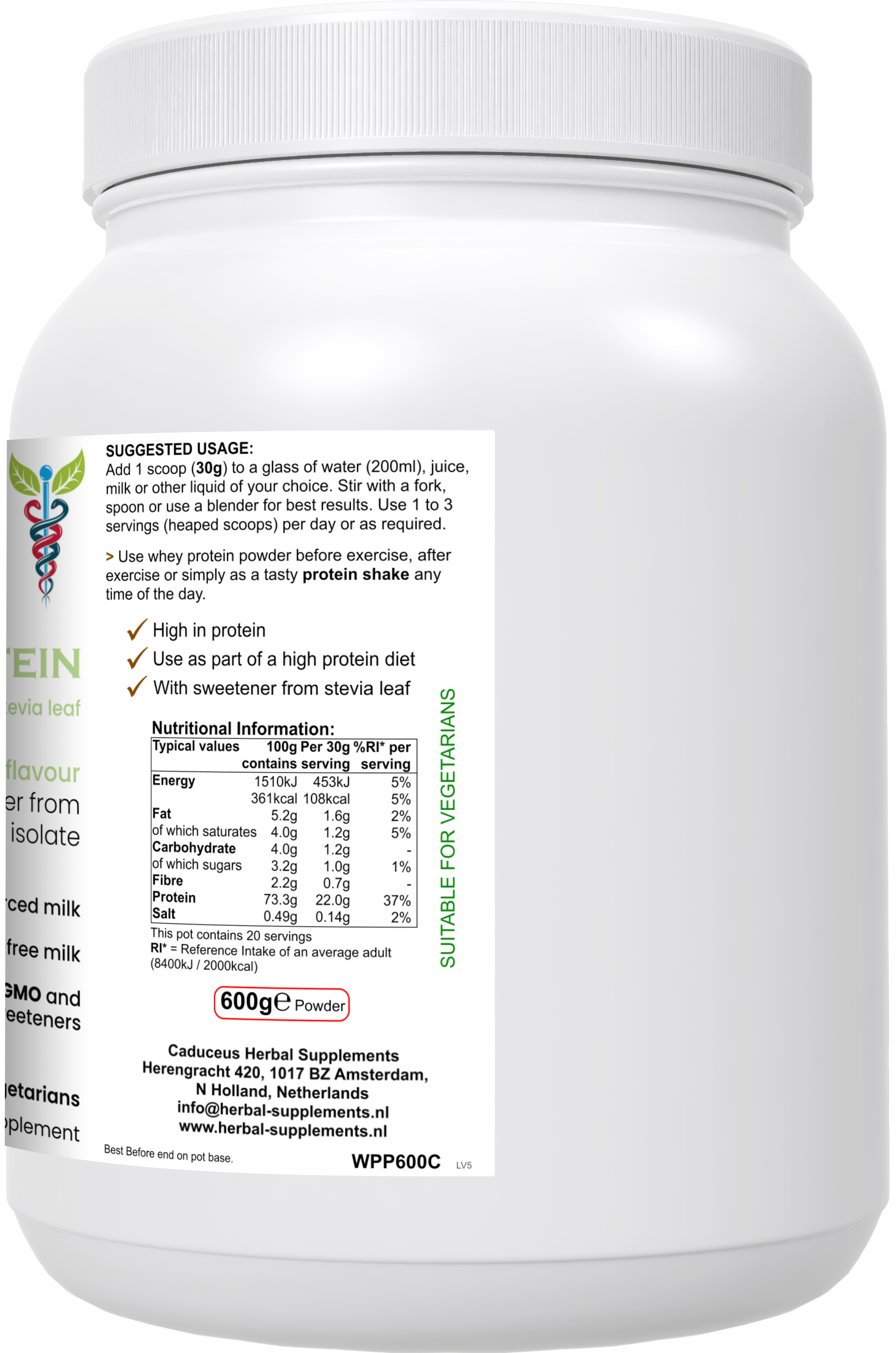 CADUCEUS kruidenapotheek - Wholesale Protein/Superfood Powder - Whey Protein made from whey concentrate and isolate (chocolate flavour)2