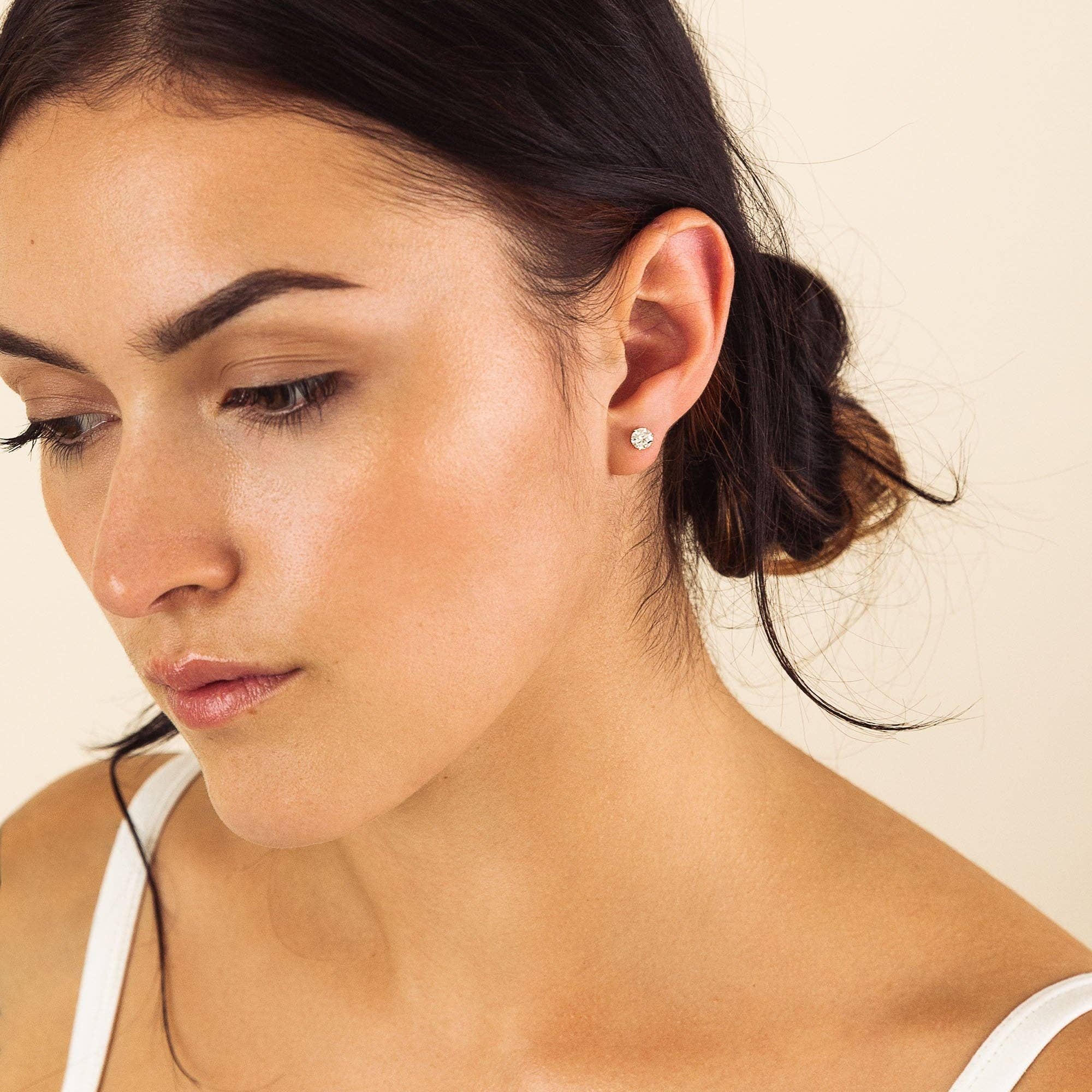 Lavishe Jewelry - Vente Clous d'oreille - Clous d'oreilles à tige en or massif 14 carats certifiés GRA en moissanite7