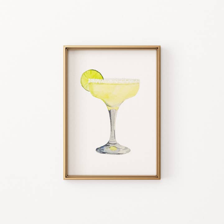 Margarita 5x7 Art Print, Summer Cocktail Print Watercolor for wholesale by Shop Like You Live Here