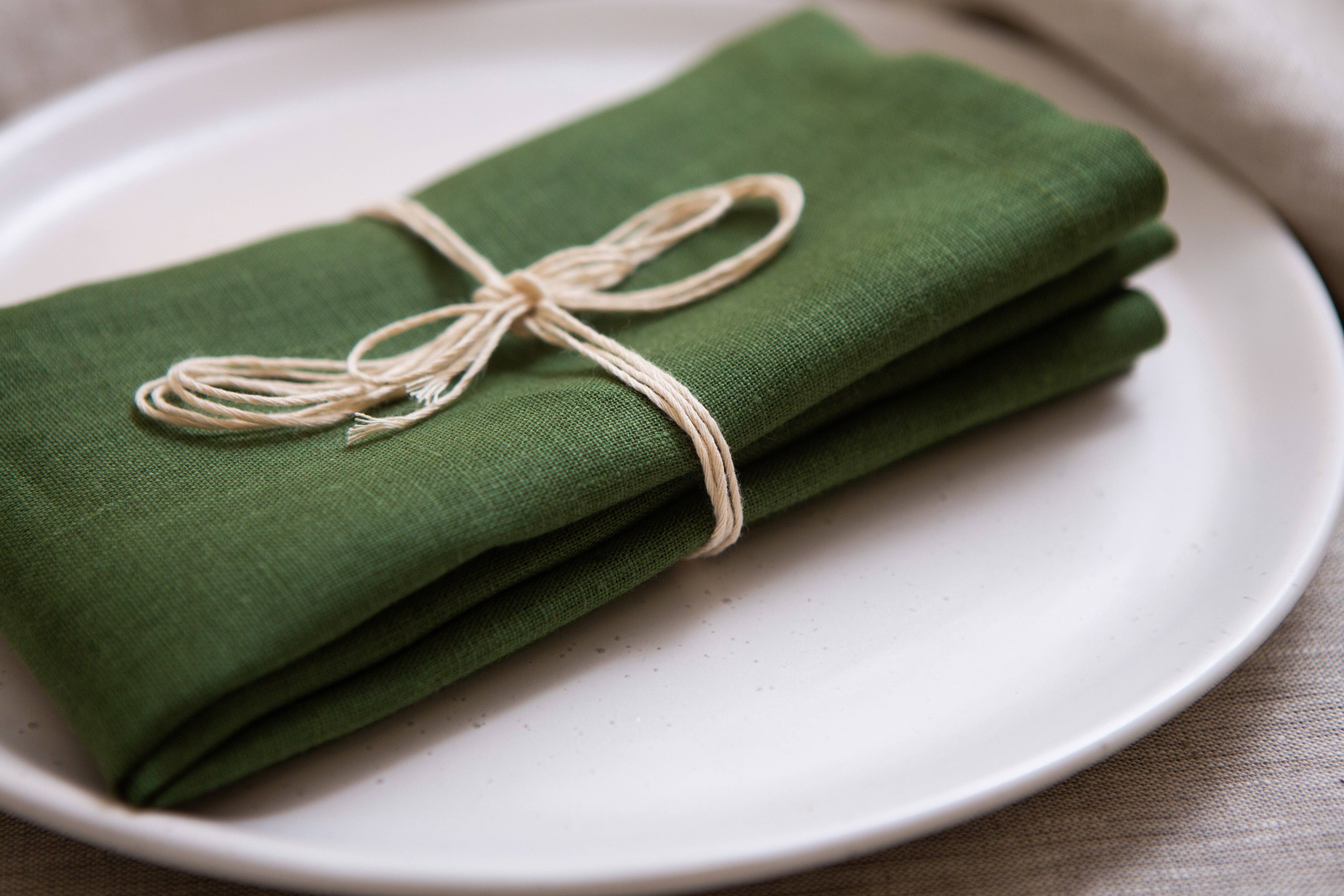 CoolLinen - Wholesale Dinner & Cloth Napkin - Green organic linen napkins.4