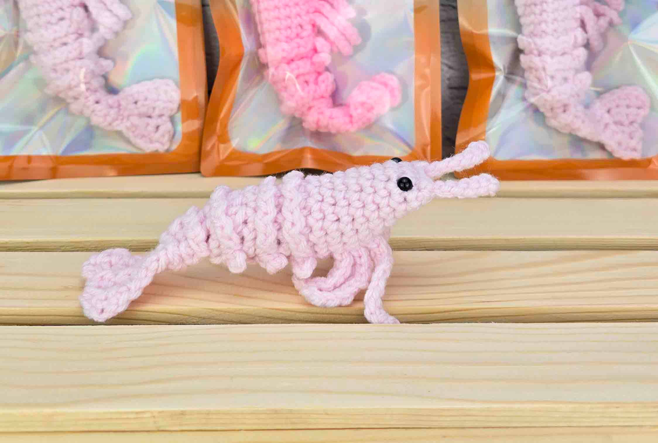 TOMOPOD LLC - Wholesale Car Decorative Charm - Women's - Crochet Cute Shrimp, Handmade Stuffed Prawn,Amigurumi Shrimp7