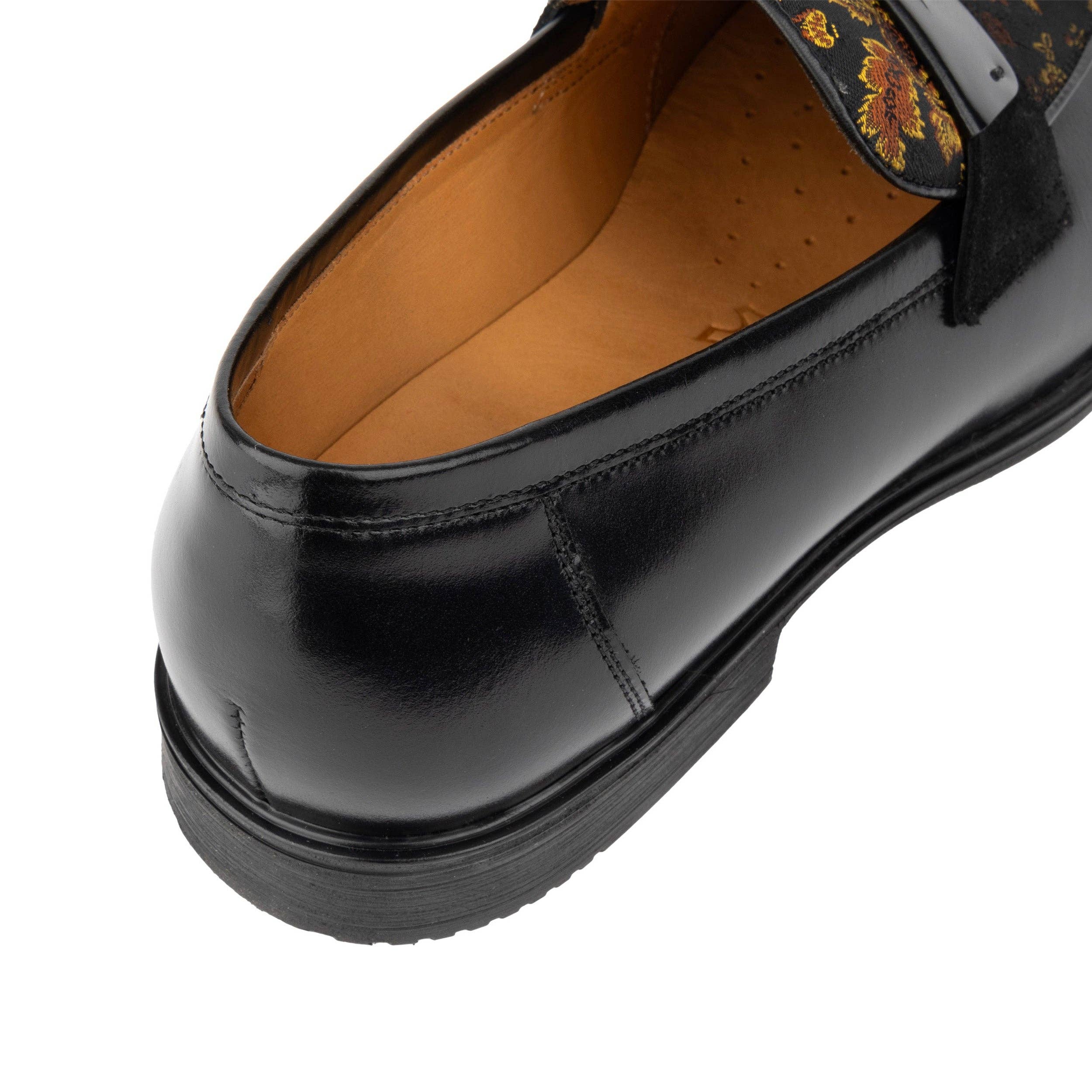 Embassy London – wholesale Loafers – Men’s – Gosselin - Black & Yellow Flowers - Men's leather loafer with jaquard details7