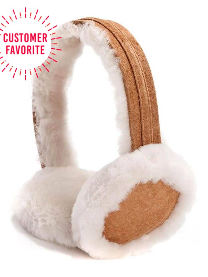 Cache-oreilles classiques en peau de mouton - Châtaigne pour la vente par Woolsy