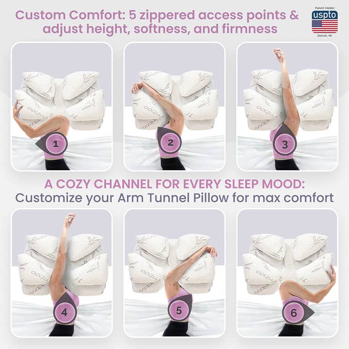 Husband Pillow - Wholesale Bedding Pillow - Wife Pillow - Arm & Body Position Bed Pillow - Bamboo Shell & Charcoal Shredded Memory Foam Filled Pillow5