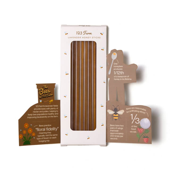 123 Farm - Wholesale Honey - Lavender Honey Sticks – 10 Pack with Storybook Style Design1