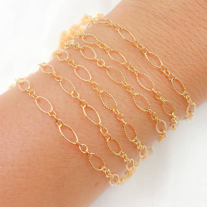 738TWGF. Gold Filled Twisted Oval Chain Bulk for wholesale by Tresor Jewelry Inc.