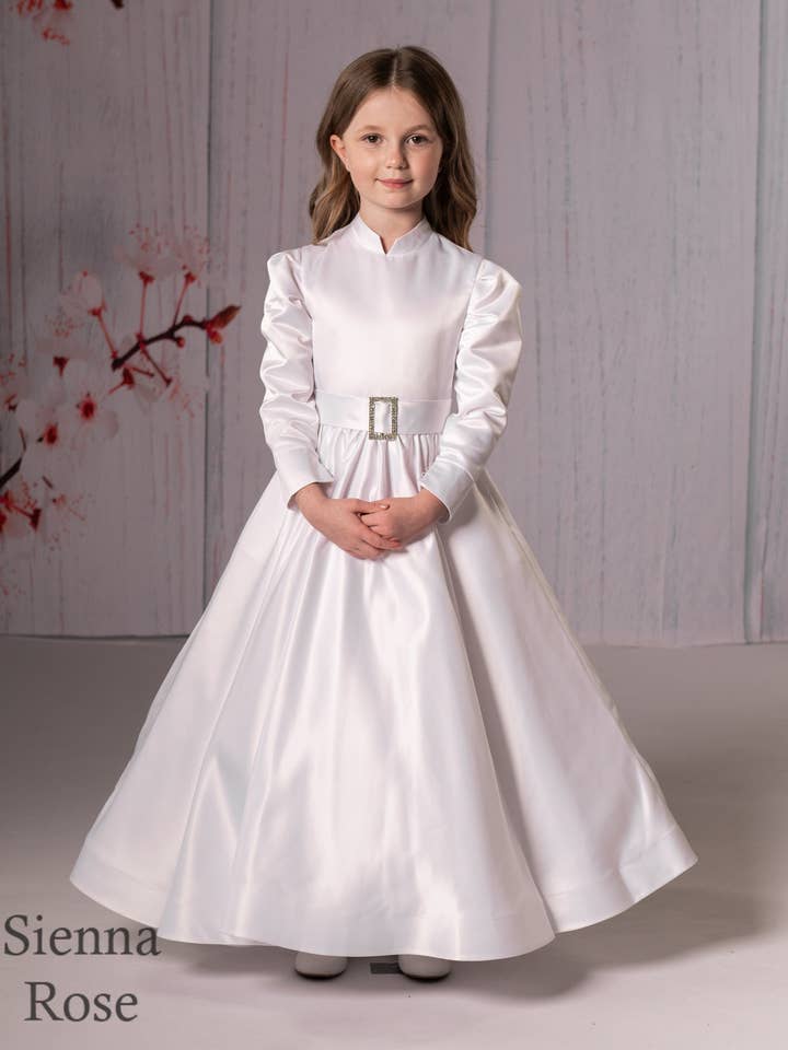 Girls Communion Dress with High Neck (SR716) for wholesale by Sweetie Pie Collection