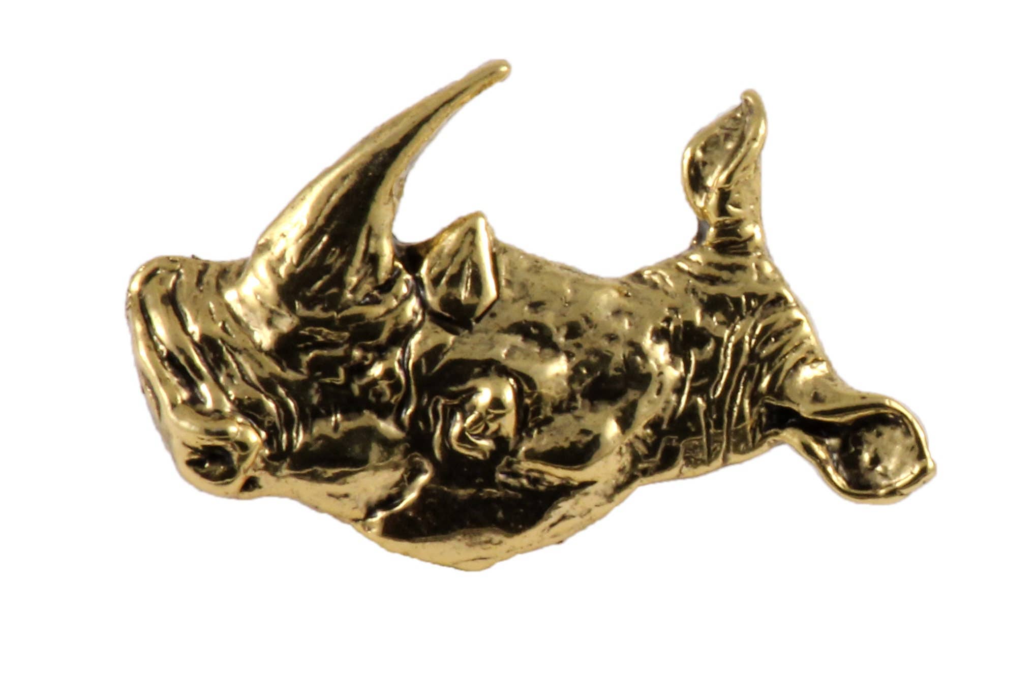 Creative Pewter Designs – wholesale Nål och knapp för kavajslag – Noshörning Noshörning Huvud Tenn Lapel Pin eller Magnet M1044