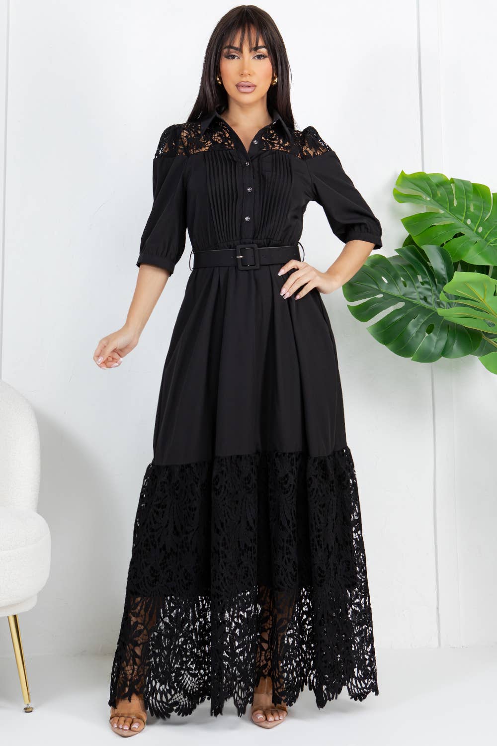 Fashion Space - Vendita all'ingrosso Vestito - Donna - Abito lungo elegante a maglia unita da donna1