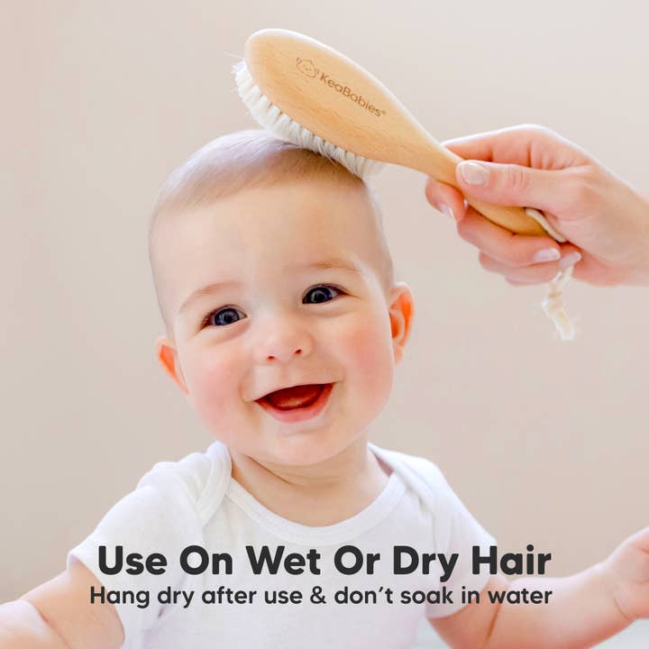 Walnut KeaBabies Baby Hair Brush for wholesale on Faire